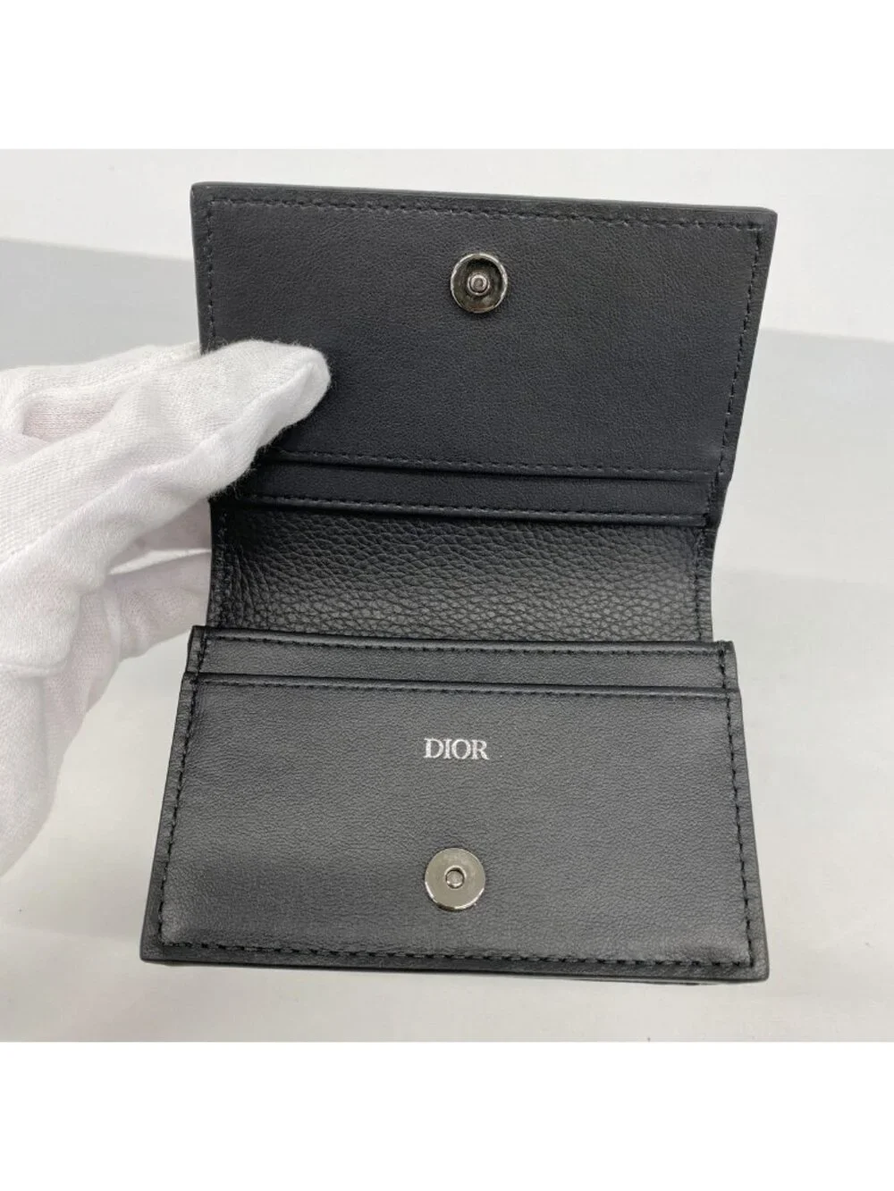 Dior Card Case Leather Black Silver - Picture 3 of 5